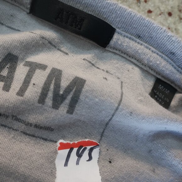 Mens ATM Gray, Black Speckled T-Shirt M - Picture 6 of 6